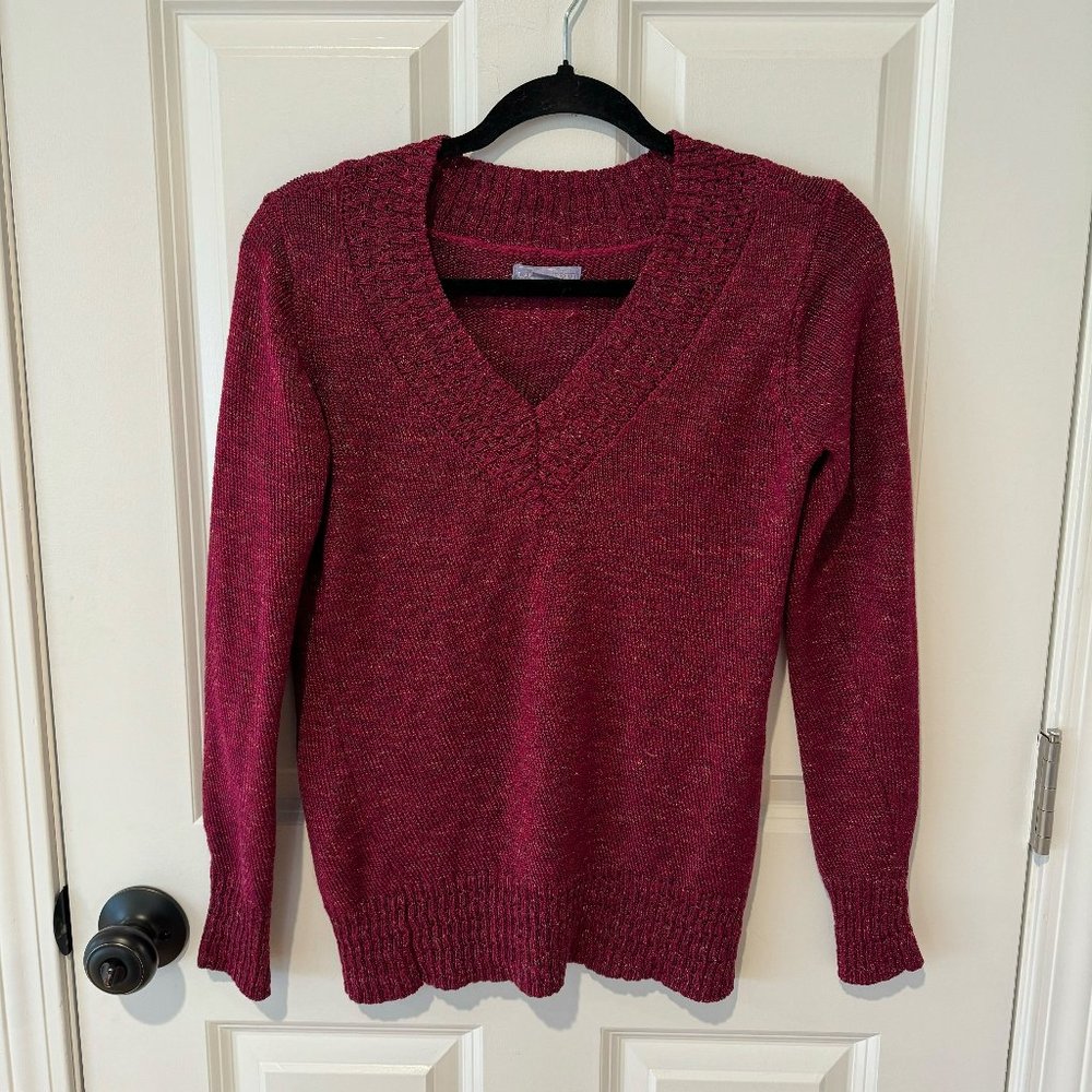 Laura Scott Pink V Neck Pullover Sweater - Size Medium